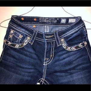 Embellished miss me cuffed capris